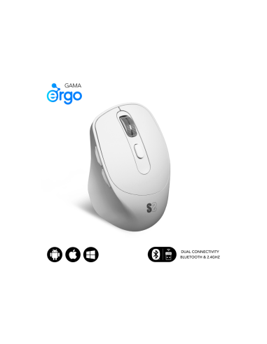 SUBBLIM RATON OPTICO DUAL COMFORT ERGO DUAL BATERIA BLANCO ratón Universal mano derecha Bluetooth + USB Type-A Óptico 2400 DPI