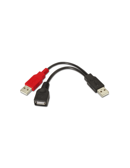 AISENS A101-0030 cable USB USB 2.0 0,15 m 2 x USB A USB A Negro, Rojo