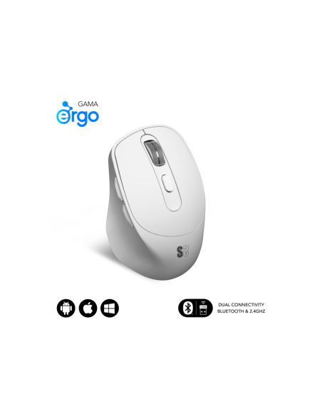 SUBBLIM RATON OPTICO DUAL COMFORT ERGO DUAL BATERIA BLANCO ratón Universal mano derecha Bluetooth + USB Type-A Óptico 2400 DPI