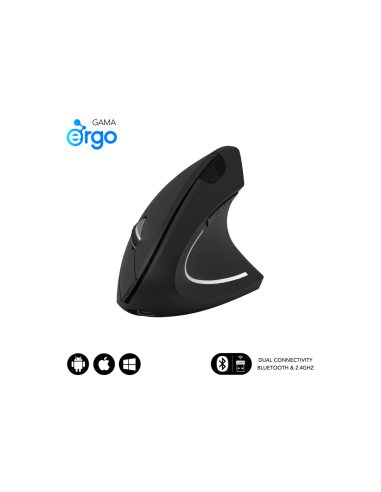 SUBBLIM RATON OPTICO DUAL GLIDE VERTICAL ERGO DUAL BATERIA NEGRO ratón Universal mano derecha Bluetooth + USB Type-A Óptico 1600