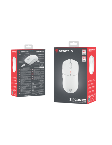 GENESIS Zircon 500 ratón Juego mano derecha RF Wireless + Bluetooth + USB Type-C Óptico 10000 DPI