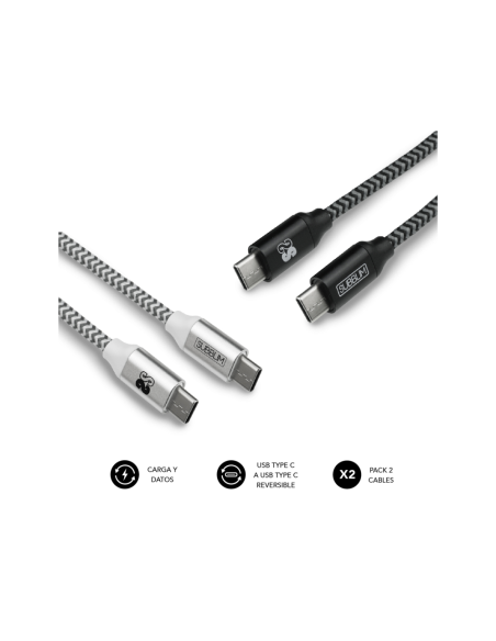 SUBBLIM PACK 2 CABLES USB TIPO USB-C A USB-C 1 M BLACK/SILVER
