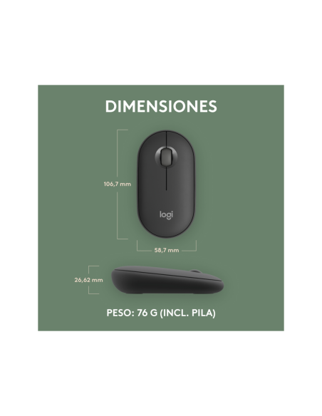 Logitech 910-007015 ratón Viajes Ambidextro RF Wireless + Bluetooth Óptico 4000 DPI