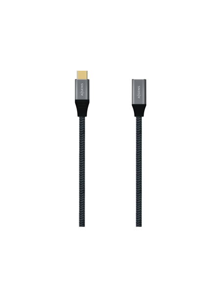 AISENS Cable USB 3.2 Gen2X2 Aluminio 20Gbps 5A 100W, Tipo USB-C/M-USB-C/H, Gris, 1.0M