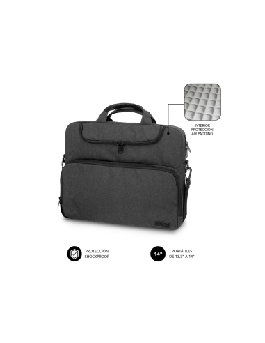 SUBBLIM Maletín Ordenador Air Padding Laptop bag 13,3-14" Gris Oscuro