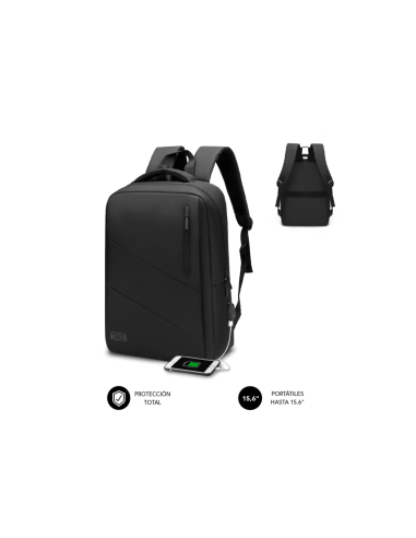 SUBBLIM City Backpack Mochila para portátil 15.6", Poliéster Oxford, Negra