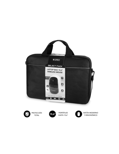 SUBBLIM Maletín con Ratón Select Pack Wireless Mouse USB + Laptop bag 15,6"