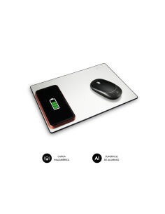 SUBBLIM Alfombrilla con cargador Inalámbrico Mousepad Wireless Charger Aluminum Silver 10W