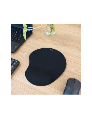 TooQ Alfombrilla para ratón ergonómica con reposamuñecas de gel, Negro