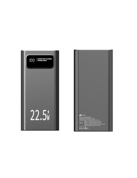 Leotec LEPOW30W22K batería externa Polímero de litio 30000 mAh Negro