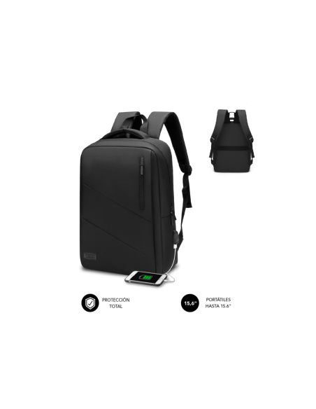 SUBBLIM City Backpack Mochila para portátil 15.6", Poliéster Oxford, Negra