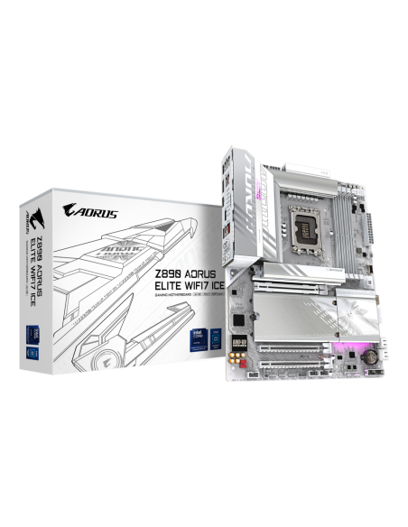GIGABYTE Placa base Z890 AORUS ELITE WIFI7 ICE - Compatible con CPUs Intel Core Ultra (Serie 2), VRM de 16+1+2 fases, hasta 8800