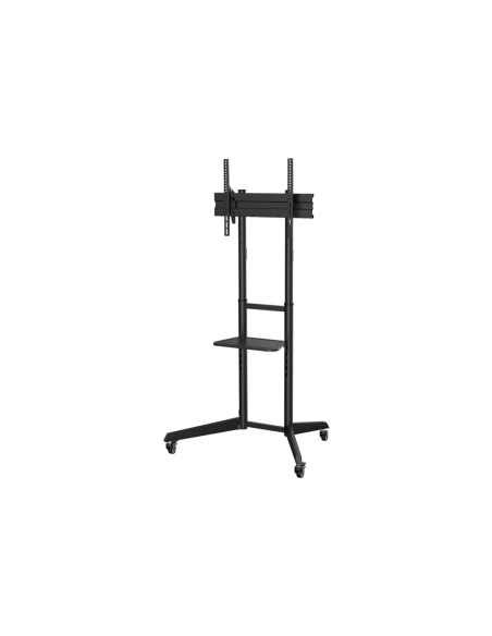 AISENS Soporte de Suelo ECO con Rueda, Bandeja para DVD para Monitor/TV 50Kg de 37-70, Negro