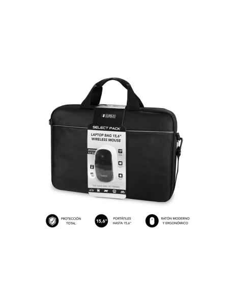 SUBBLIM Maletín con Ratón Select Pack Wireless Mouse USB + Laptop bag 15,6"
