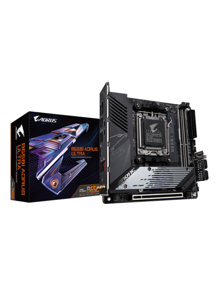 GIGABYTE B650I AORUS ULTRA Placa Base - Compatible con procesadores AMD Ryzen 9000, VRM digital de 8+2+1, hasta 7200MHz DDR5 (OC