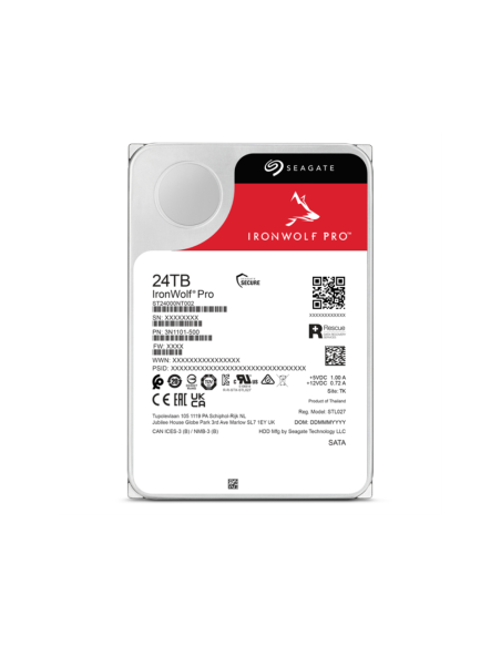 Seagate IronWolf Pro ST24000NT002 disco duro interno 24 TB 7200 RPM 512 MB 3.5" Serial ATA III