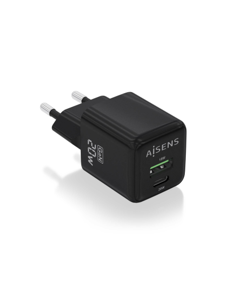 AISENS ASCH-20W2P011-BK cargador de dispositivo móvil Universal Corriente alterna Carga rápida Interior
