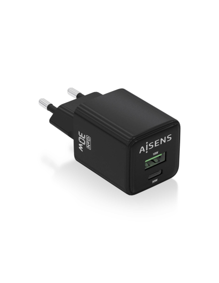 AISENS ASCH-30W2P038-BK cargador de dispositivo móvil Universal Corriente alterna Carga rápida Interior