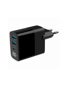 Gembird TA-UC-PDQC30LCD-BK-02 cargador de dispositivo móvil Universal Negro Corriente alterna Carga rápida Interior