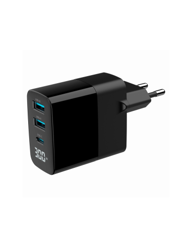 Gembird TA-UC-PDQC30LCD-BK-02 cargador de dispositivo móvil Universal Negro Corriente alterna Carga rápida Interior