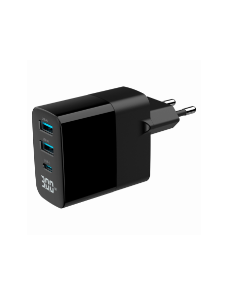 Gembird TA-UC-PDQC30LCD-BK-02 cargador de dispositivo móvil Universal Negro Corriente alterna Carga rápida Interior