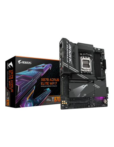 GIGABYTE X870 AORUS ELITE WIFI7 Placa Base - Compatible con CPUs AMD Ryzen 9000, 16+2+2 fases VRM, hasta 8000MHz DDR5 (OC), 3xPC