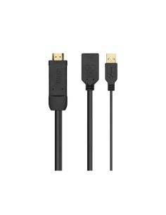 AISENS Conversor Activo HDMI 2.0 + USB Alim. a DISPLAYPORT V1.2, HDMI/M-USB/M-DP/H, Negro, 10CM