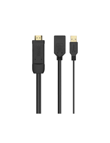 AISENS Conversor Activo HDMI 2.0 + USB Alim. a DISPLAYPORT V1.2, HDMI/M-USB/M-DP/H, Negro, 10CM