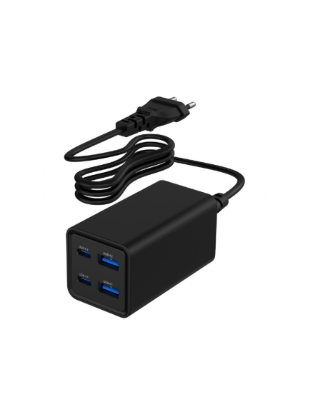 Gembird TA-UC-2A2C-PD65-01-BK cargador de dispositivo móvil Portátil, Smartphone Negro Corriente alterna Carga rápida Interior
