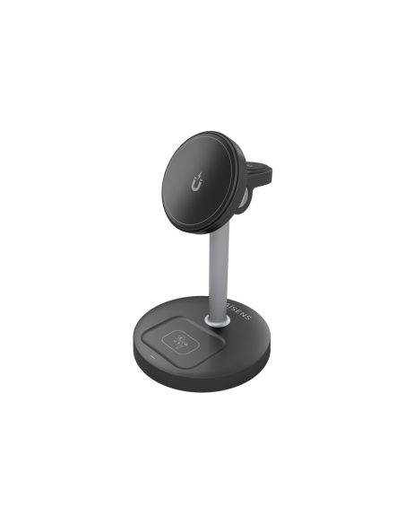 AISENS ASCH-15W3WC066-BK cargador de dispositivo móvil Auriculares, Smartphone, Reloj inteligente Cargador inalámbrico Interior