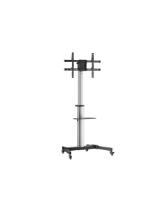 AISENS Floor Stand with Wheel, DVD Tray for Monitor/TV 50Kg from 37-86, Black-Silver