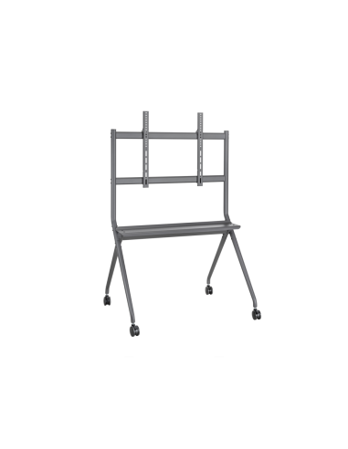 AISENS Soporte De Suelo Pro Con Rueda, 1 Bandeja Para Pantalla Interactiva/TV 120kg De 50-86, Negro