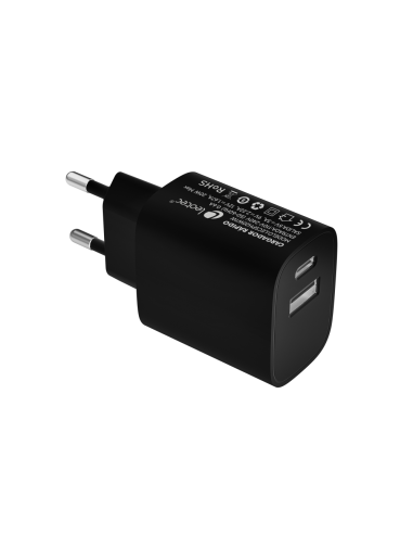 Leotec Cargador 20W 1xUSB-C PD + 1x USB-A Negro
