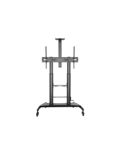 AISENS Soporte de Suelo ECO con Ruedas y Manivela, Bandeja para DVD y Soporte de Cámara para Monitor/TV 100Kg de 60-100, Negro