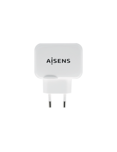 AISENS Cargador USB 17W 5V/3.4A, 2xUSB Con Control AI, Blanco
