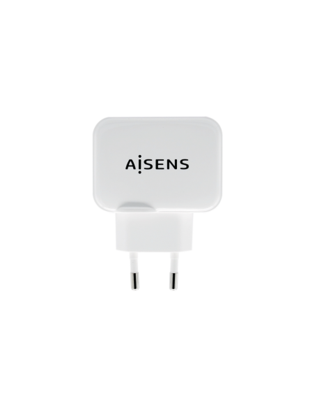 AISENS Cargador USB 17W 5V/3.4A, 2xUSB Con Control AI, Blanco