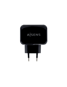AISENS Cargador USB 17W 5V/3.4A, 2xUSB Con Control AI, Negro