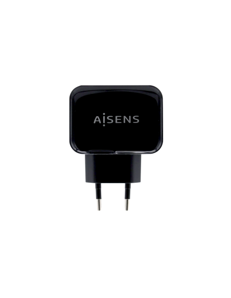 AISENS Cargador USB 17W 5V/3.4A, 2xUSB Con Control AI, Negro