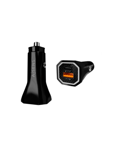 AISENS Cargador de Coche 38W,1XUSB-C PD3.0 20W,1XUSB-A QC3.0 18W, Negro
