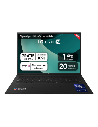LG Gram 17ZD90T-G.AX88B ordenador portatil Intel Core Ultra 7 255H Portátil 43,2 cm (17") WQXGA 32 GB LPDDR5x-SDRAM 1 TB SSD Wi-