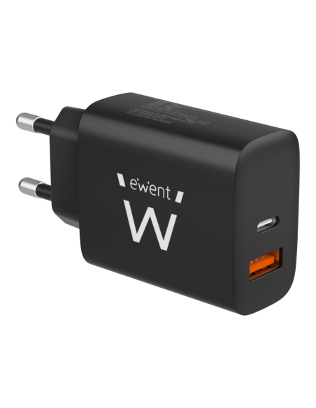 Ewent EW1319 cargador de dispositivo móvil Universal Negro Corriente alterna Carga rápida Interior