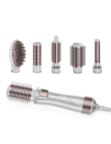 Cecotec 03446 Utensilio de peinado Herramienta de peinado con múltiples accesorios Caliente Gris, Oro rosado 1000 W 1,8 m