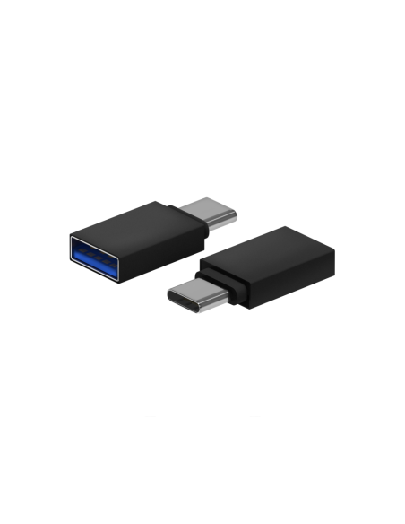 AISENS Mini Adaptador Aluminio USB 3.2 Gen1 3A, Tipo USB-C/M-A/H, Negro