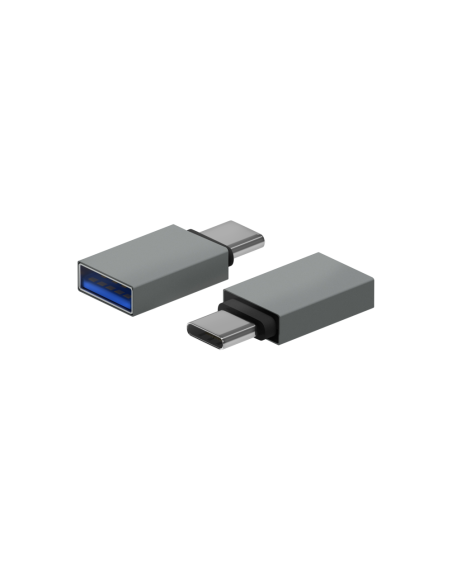 AISENS Mini Adaptador Aluminio USB 3.2 Gen1 3A, Tipo USB-C/M-A/H, Gris