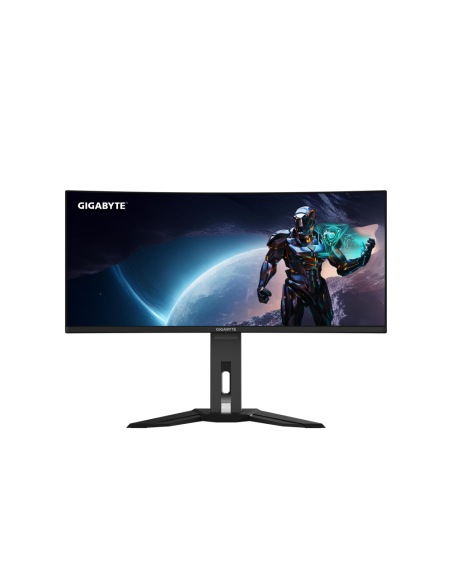 GIGABYTE Monitor de juegos curvo OLED WQHD MO34WQC2 de 34" - 3440 x 1440, 240Hz, 0.03ms, KVM, 250 cd/m², FreeSync Premium Pro, D