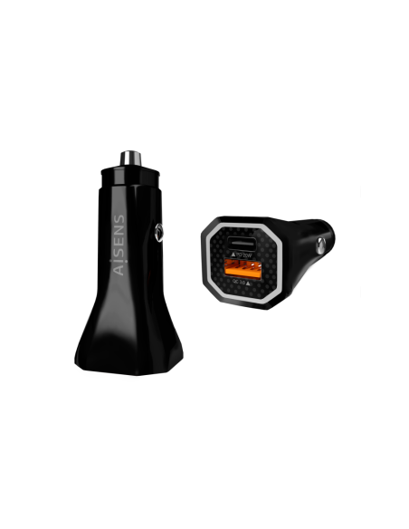 AISENS Cargador de Coche 38W,1XUSB-C PD3.0 20W,1XUSB-A QC3.0 18W, Negro