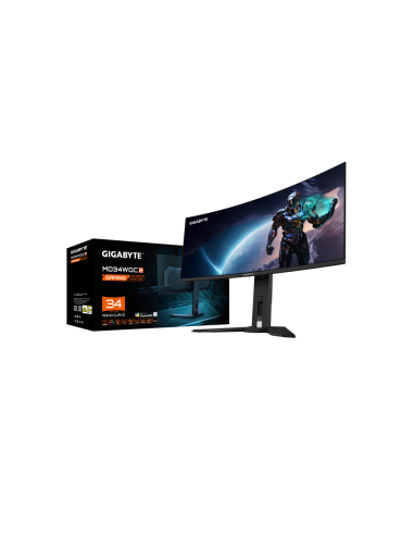 GIGABYTE Monitor de juegos curvo OLED WQHD MO34WQC2 de 34" - 3440 x 1440, 240Hz, 0.03ms, KVM, 250 cd/m², FreeSync Premium Pro, D
