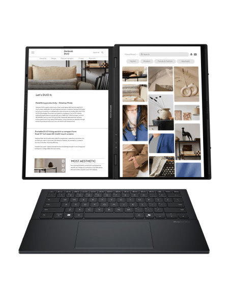 ASUS Zenbook Duo OLED UX8406CA-QL336W - Ordenador Portátil 14" WUXGA (Intel Core Ultra 7 255H, 32GB RAM, 1TB SSD, Arc 140T, Wind