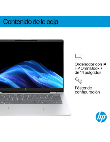 HP OmniBook 7 AI 14-fr0011ns Intel Core Ultra 5 225U Portátil 35,6 cm (14") 2K 16 GB LPDDR5-SDRAM 1 TB SSD Wi-Fi 7 (802.11be) Wi
