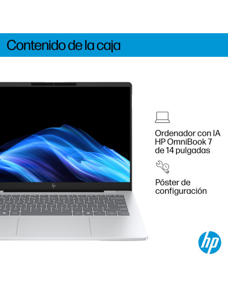 HP OmniBook 7 AI 14-fr0011ns Intel Core Ultra 5 225U Portátil 35,6 cm (14") 2K 16 GB LPDDR5-SDRAM 1 TB SSD Wi-Fi 7 (802.11be) Wi
